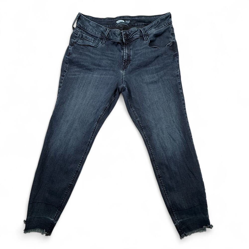 Old Navy Rockstar Super Skinny Ankle Stretch Jeans Raw Hem Dark Wash Women's 32"